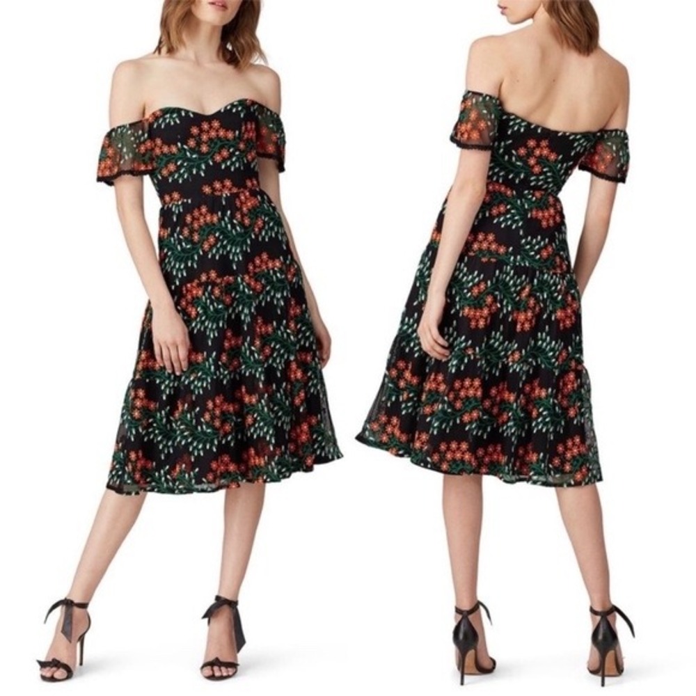 Dress The Population River Embroidered Midi Dress Romantic Feminine Whimsigoth M